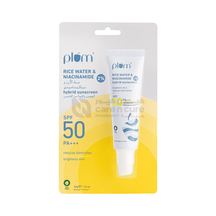Plum Rice Water & Niacinamide Sunscreen Spf50 50gm - 69755