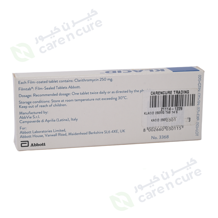 Klacid 250mg Tablets 14's (Original Prescription Is Mandatory Upon Delivery)