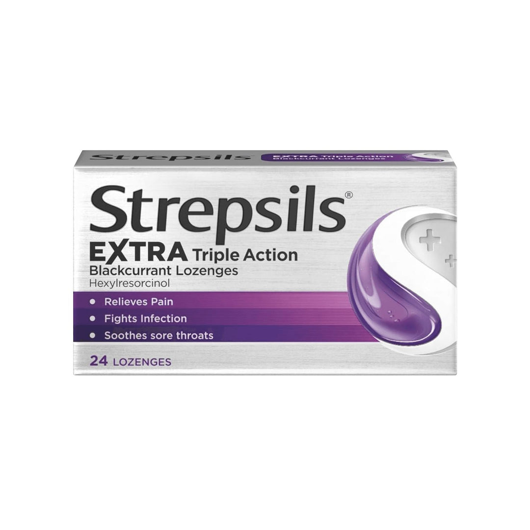 Strepsils Extra Triple Action Blackcurrant Lozenges 24 Lozenges