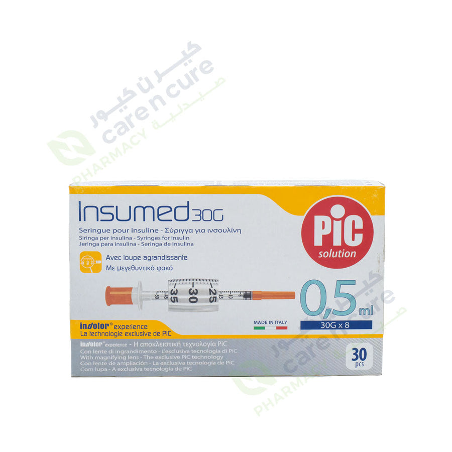 Pic Insumed Syr 0.5ml G30 X8mm 30 Pieces 