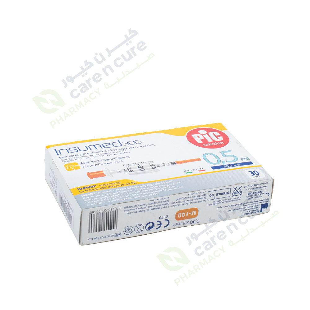 Pic Insumed Syr 0.5ml G30 X8mm 30 Pieces 