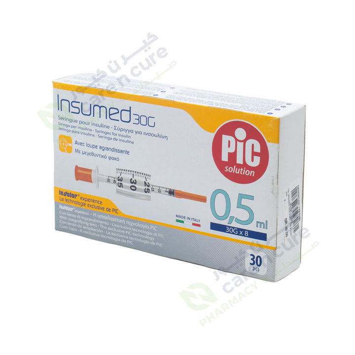 Pic Insumed Syr 0.5ml G30 X8mm 30 Pieces 