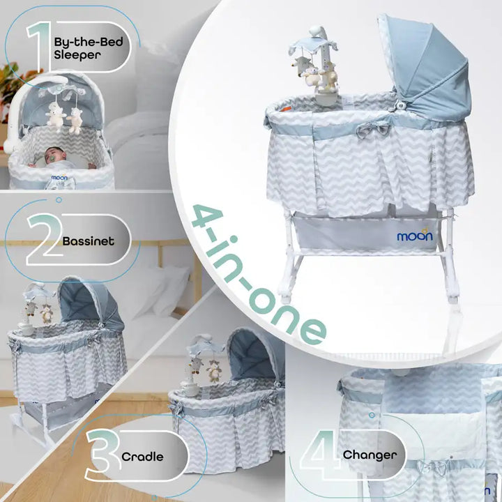 Moon Soffy - 4 In 1 Convertible Cradle - Grey Line