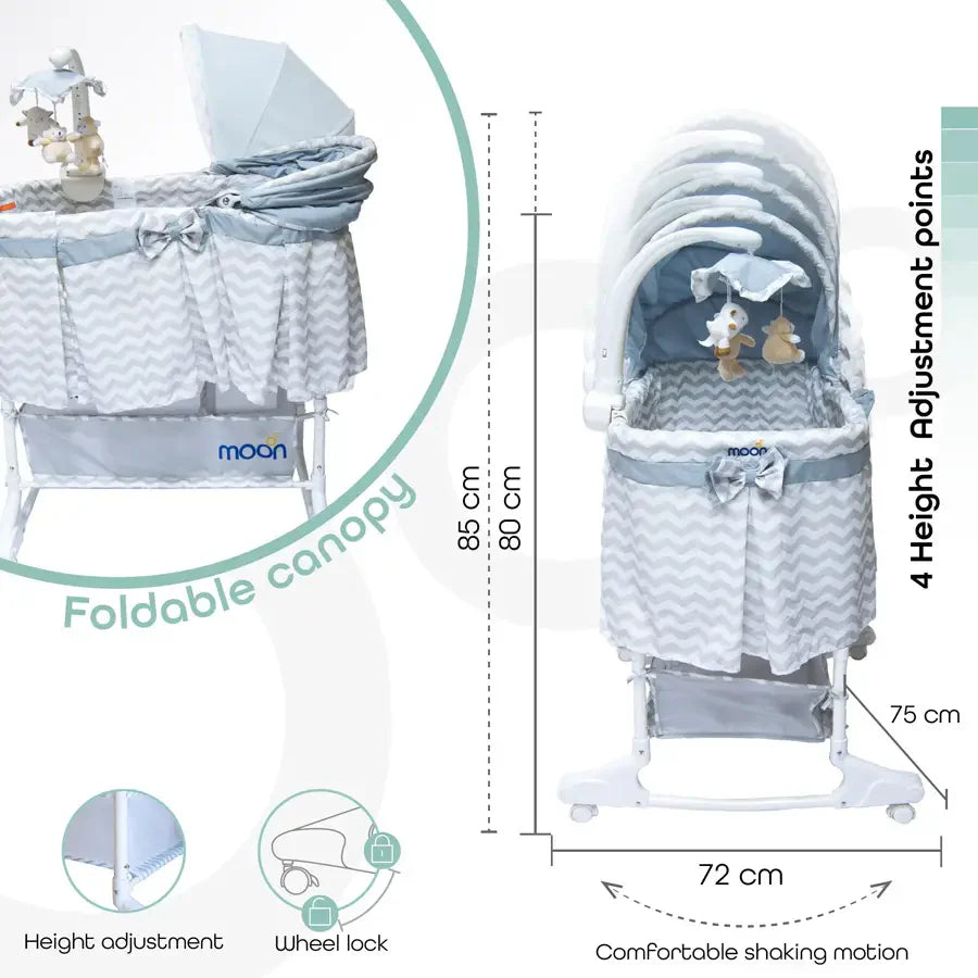 Moon Soffy - 4 In 1 Convertible Cradle - Grey Line