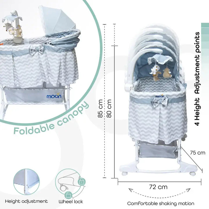 Moon Soffy - 4 In 1 Convertible Cradle - Grey Line