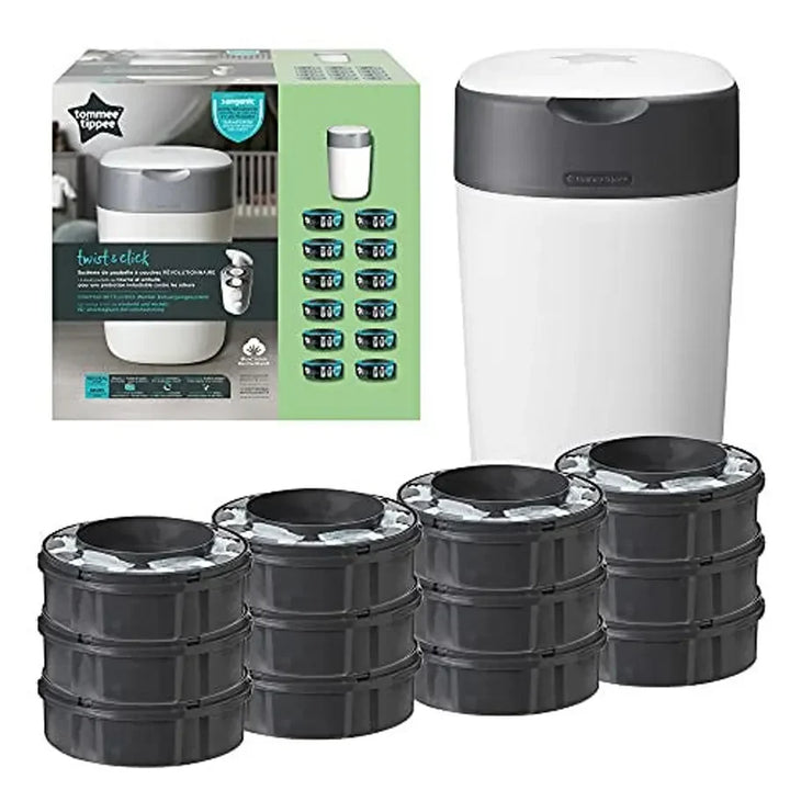 Tommee Tippee Twist and Click Advanced Nappy Disposal Sangenic + 12pcs Refill (White)