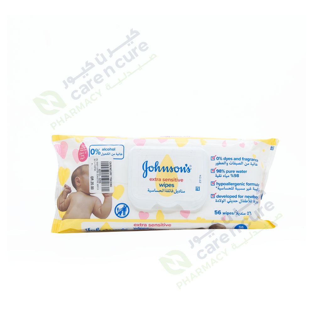 J&J Baby Extra Sensitive Wipes 56 Pieces 