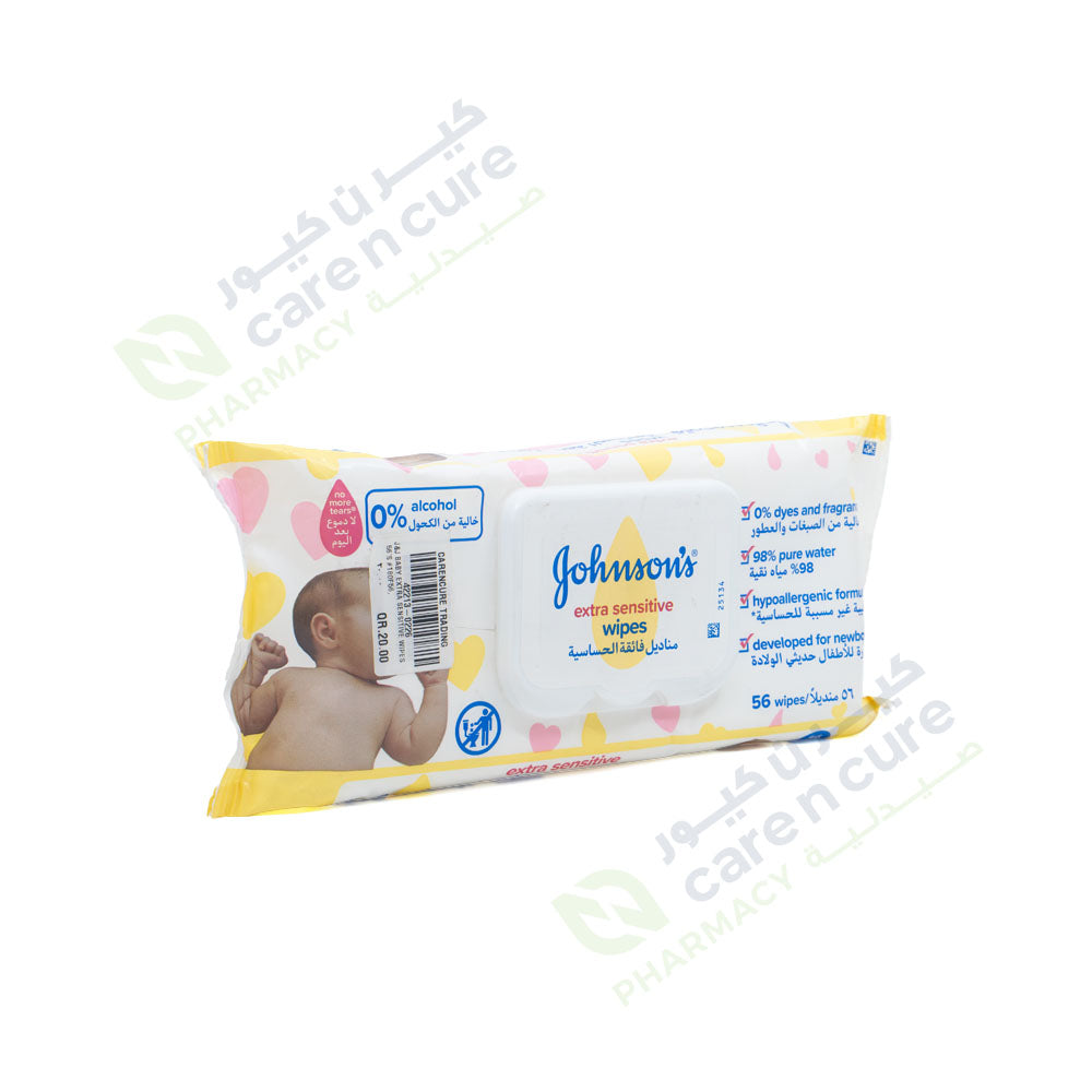 J&J Baby Extra Sensitive Wipes 56 Pieces 
