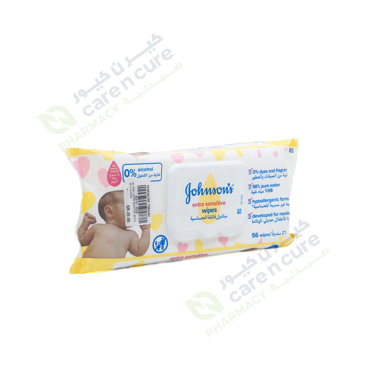J&J Baby Extra Sensitive Wipes 56 Pieces 