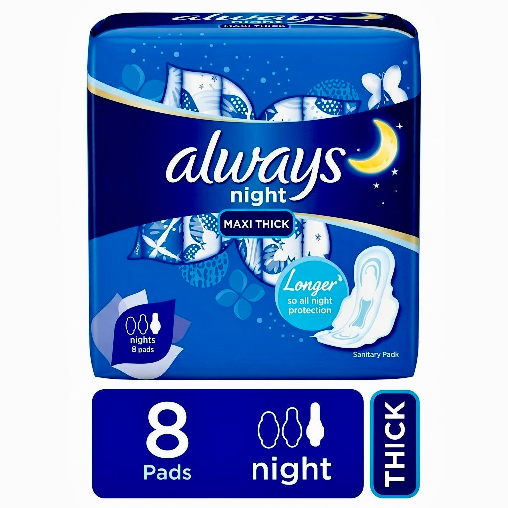 Always Night Maxi Thick 8 Pads With Wings
