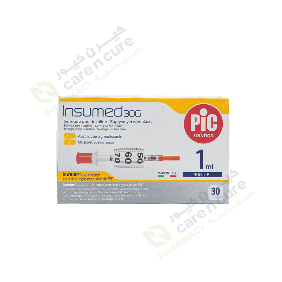 Pic Insumed Syringe 1 ml G30 X 8 mm 30 Pieces 