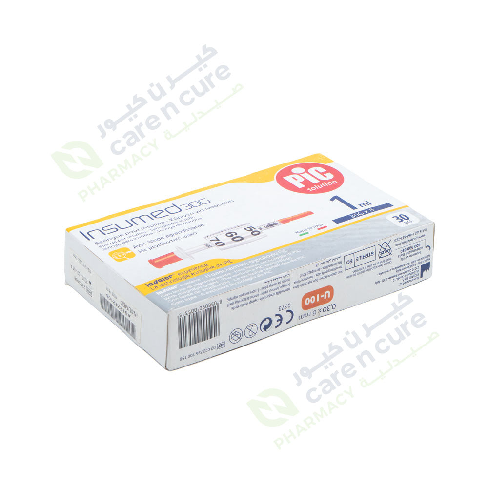 Pic Insumed Syringe 1 ml G30 X 8 mm 30 Pieces 