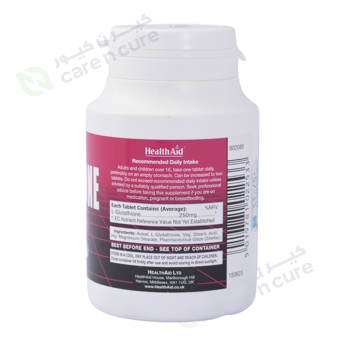 Health Aid L-Glutathione 250 mg 60 Tablets Online in Qatar Care n Cure Online Pharmacy Qatar Health Aid L-Glutathione 250 mg 60 Tablets Online in Qatar Care n Cure Online Pharmacy Qatar