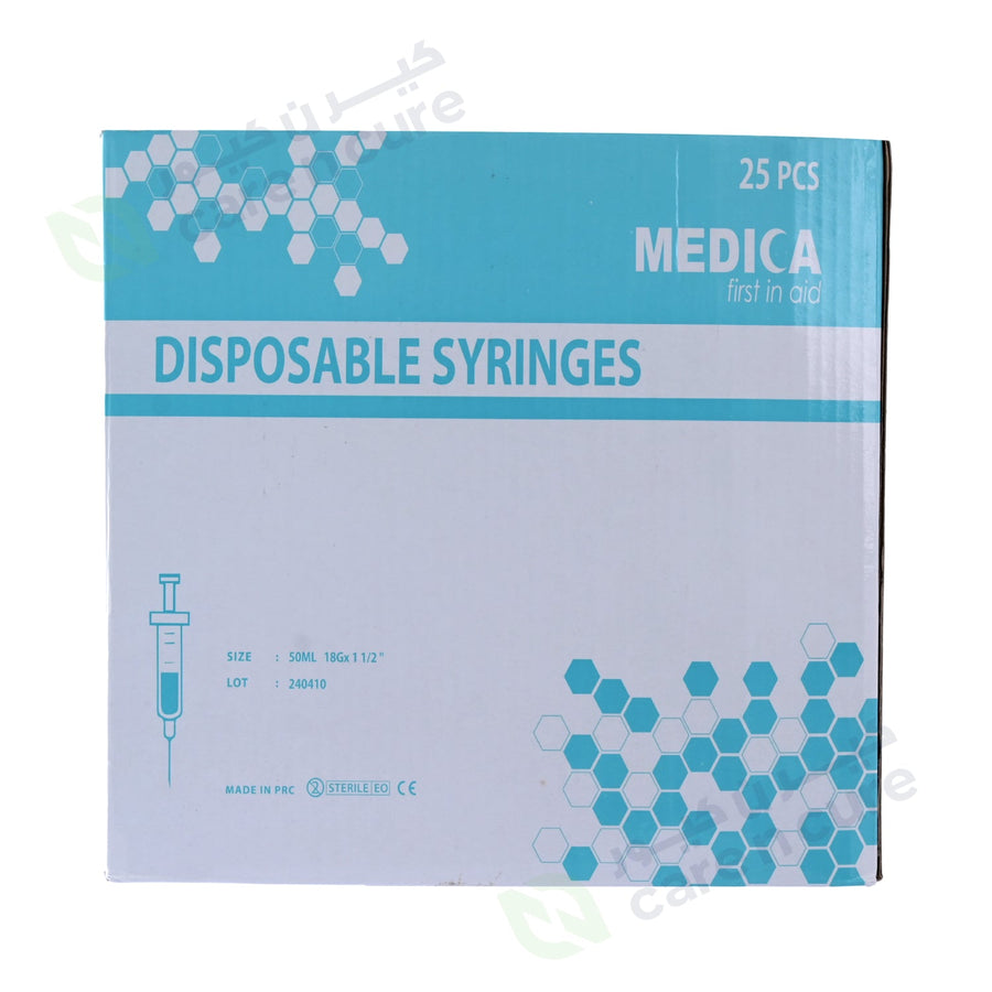Medica Syringe W/Needil 50ml 18G 25 Pieces