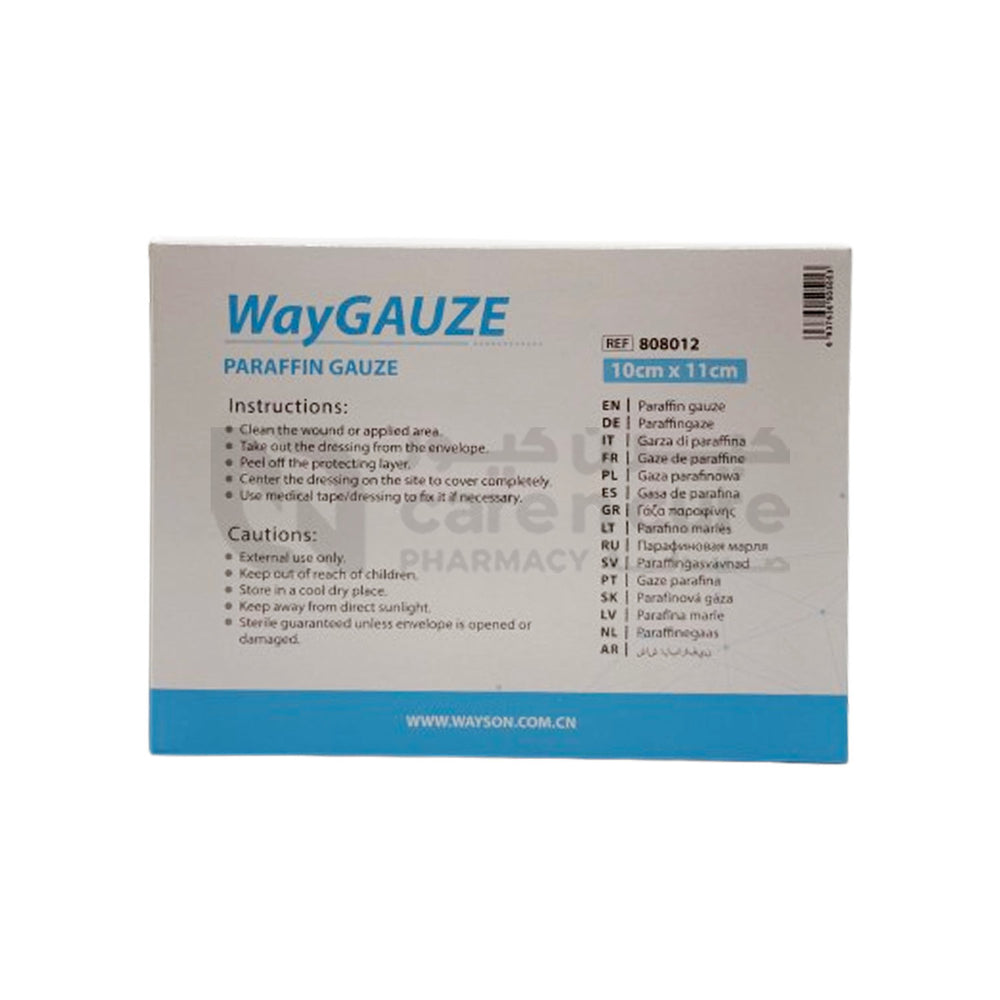 Waycare Paraffin Gauze 10 X 11 cm 30 Pieces 