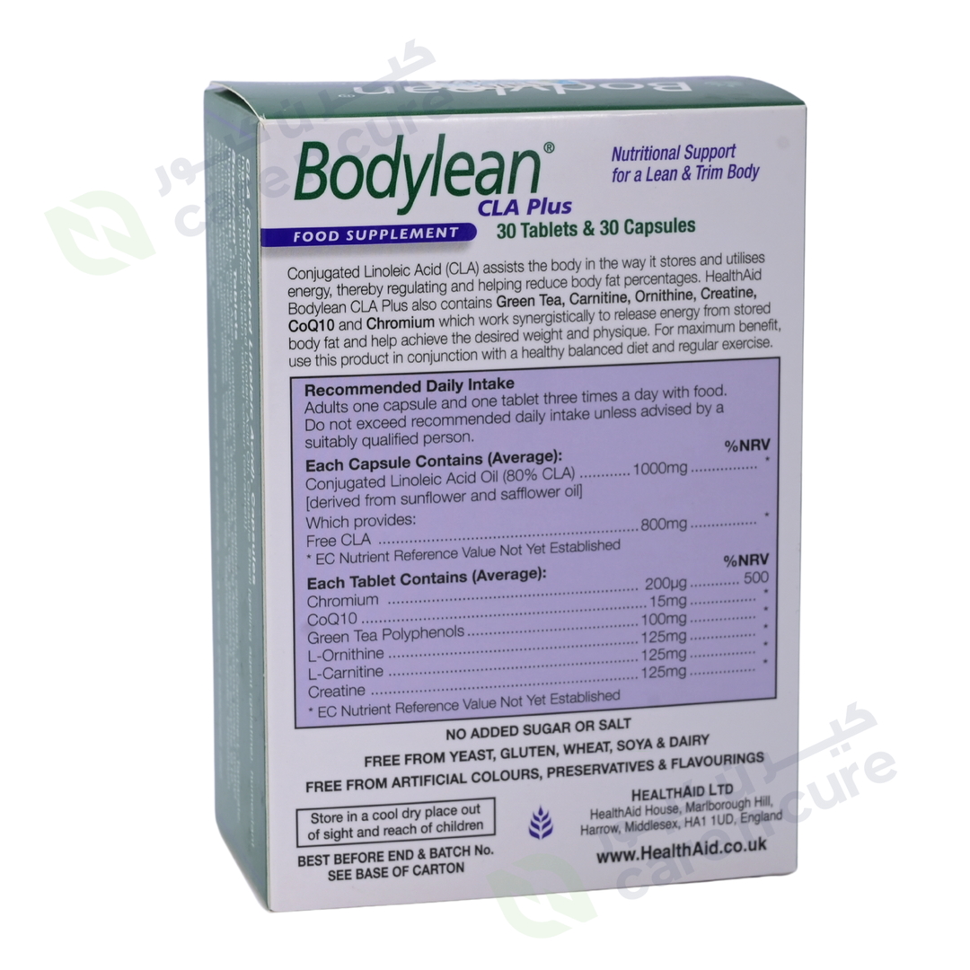 Health Aid Bodylean Cla Plus 30 Tablets & 30 Capsules (Chromium,CoQ10 , Green Tea++) Blister