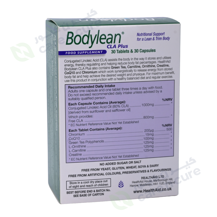 Health Aid Bodylean Cla Plus 30 Tablets & 30 Capsules (Chromium,CoQ10 , Green Tea++) Blister