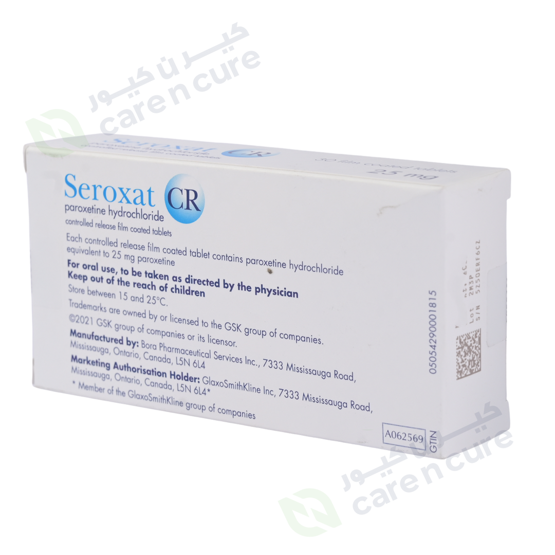 Seroxat Cr 25mg Tablets 30 Pieces (Original Prescription Is Mandatory Upon Delivery)