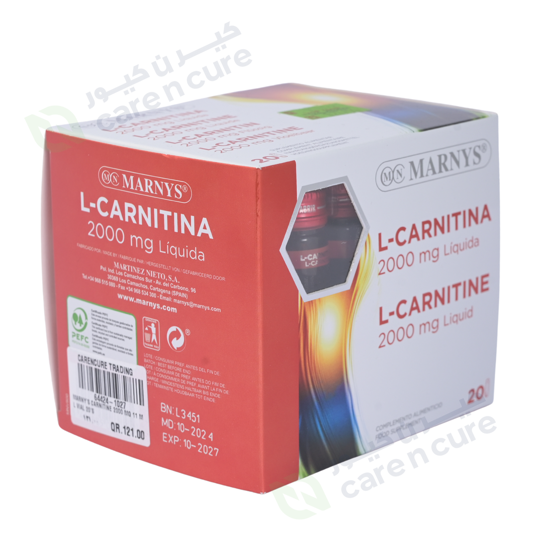 l carnitina 2000 mg Buy Marnys Carnitine 2000 mg 11 ml Vial 20S Online at Best prices in Qatar