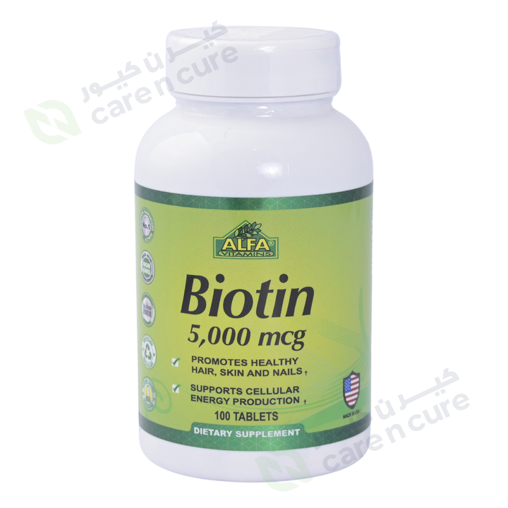Alfa Biotin 5000 Mcg Tablets 100 pieces