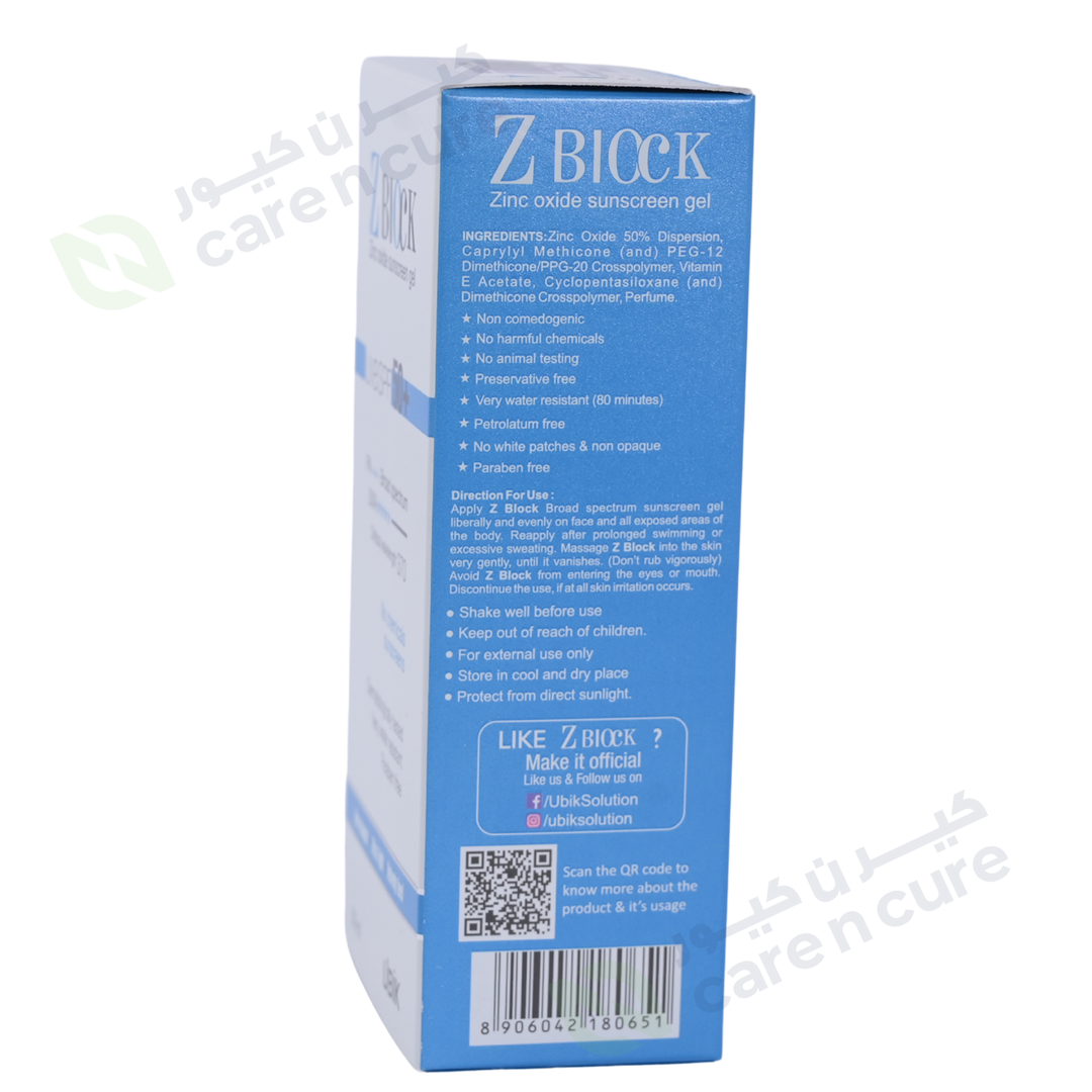 Ethicare Z Block Spf50+ Sunscreen Gel 50 gm