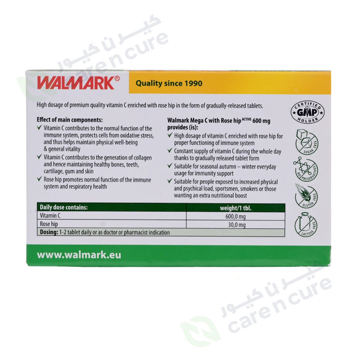 Walmark Mega C Active W/Rose Hip 600Mg Tab 30 Pieces