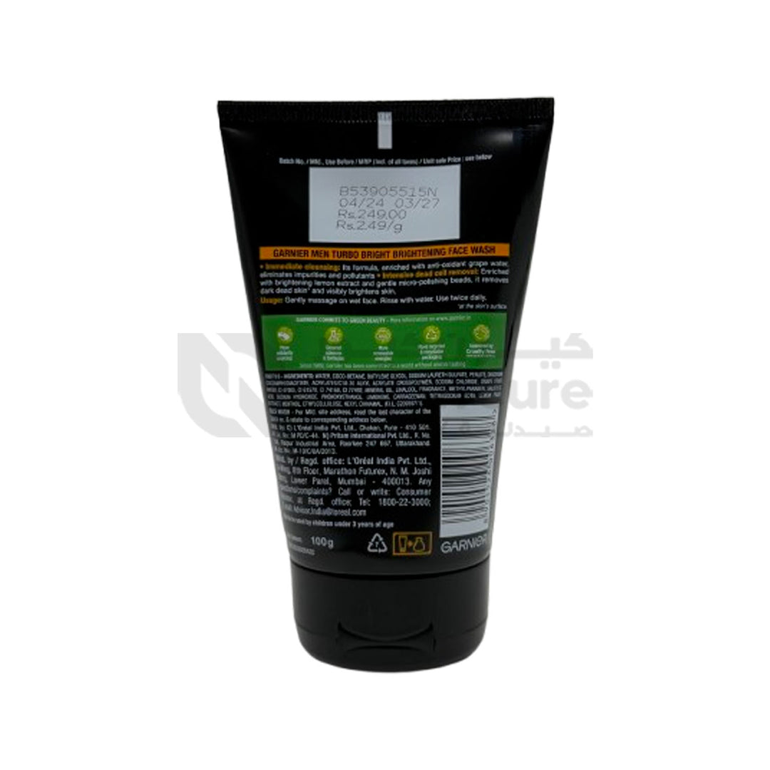 Garnier Men Turbo Brightening Face Wash Lemon 100g Garnier Men Turbo Brightening Face Wash Lemon 100g