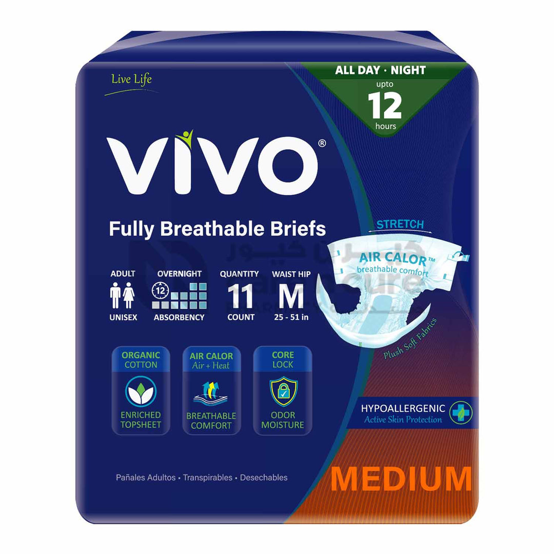 VIVO Adult Diapers Medium 12 hour, 11 Pieces (Breathable & Hypoallergenic)