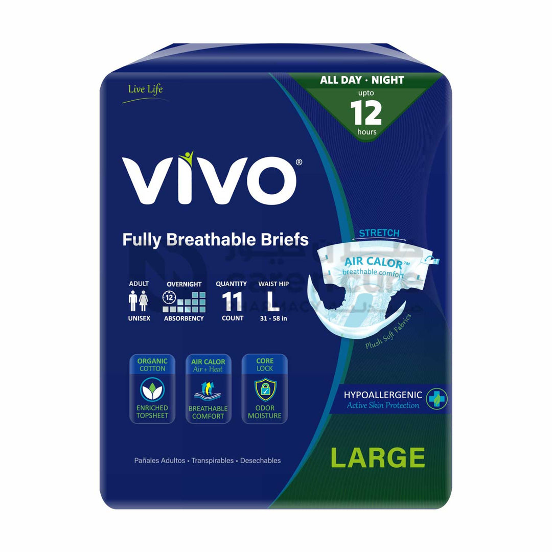 VIVO Adult Diapers Large  12 hour, 11 Pieces (Breathable & Hypoallergenic)