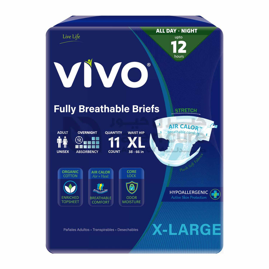 VIVO Adult Diapers XL 12 hour, 11 Pieces (Breathable & Hypoallergenic)