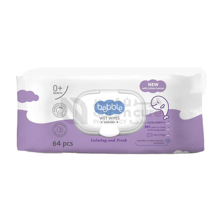 Bebble Wet Wipes Lavender 64 Pieces