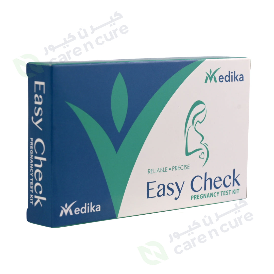 Medika Easy Check pregnancy test kit packaging on a white background