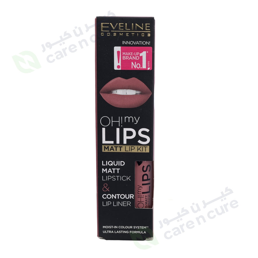 Eveline Oh My Lips Liquid Matte Lipstick Lip Liner No 03 Rose Nude