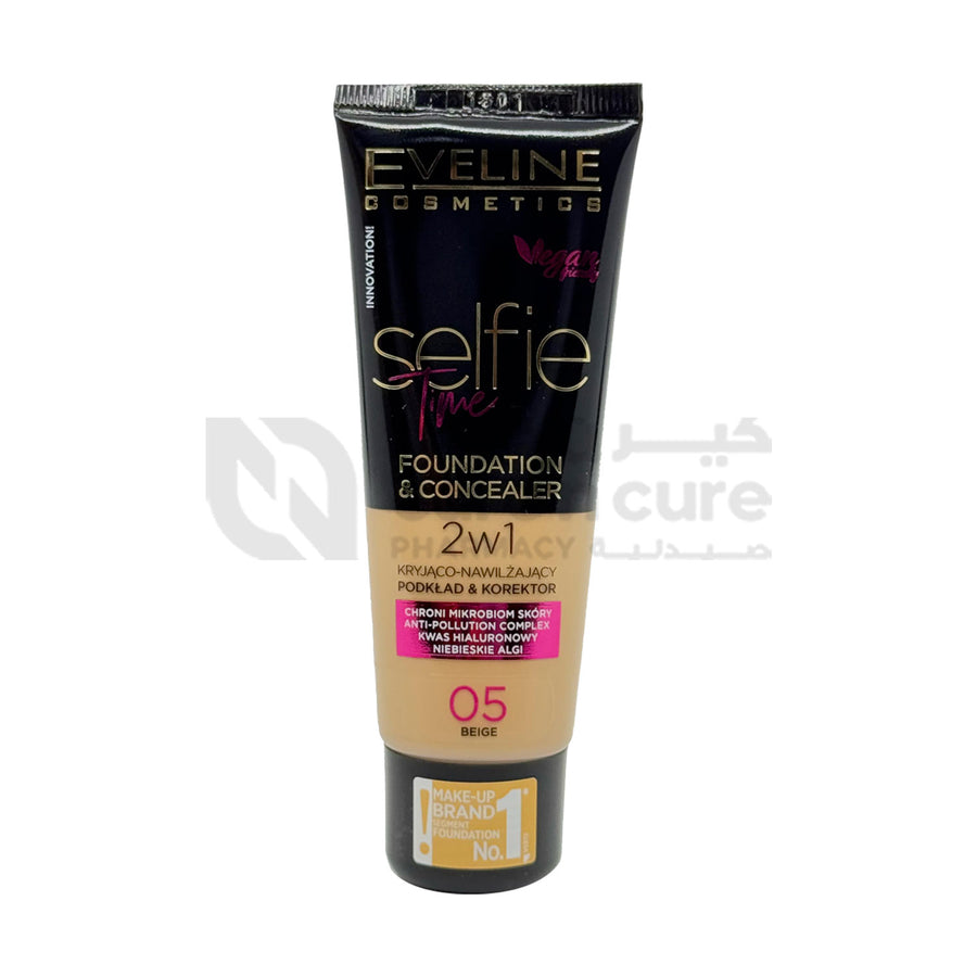 Eveline Selfie Time Foundation And Concealer 05 Beige 30 ml