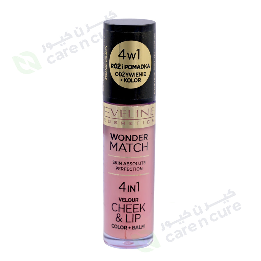 Eveline Cosmetics Wonder Match 4-in-1 Velour Cheek & Lip Color Balm on a white background
