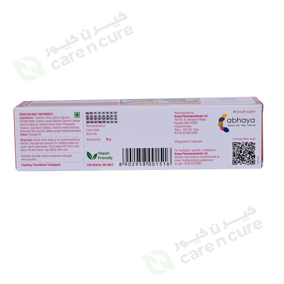 Pediflor Kidz Toothpaste 70g Bubble Gum