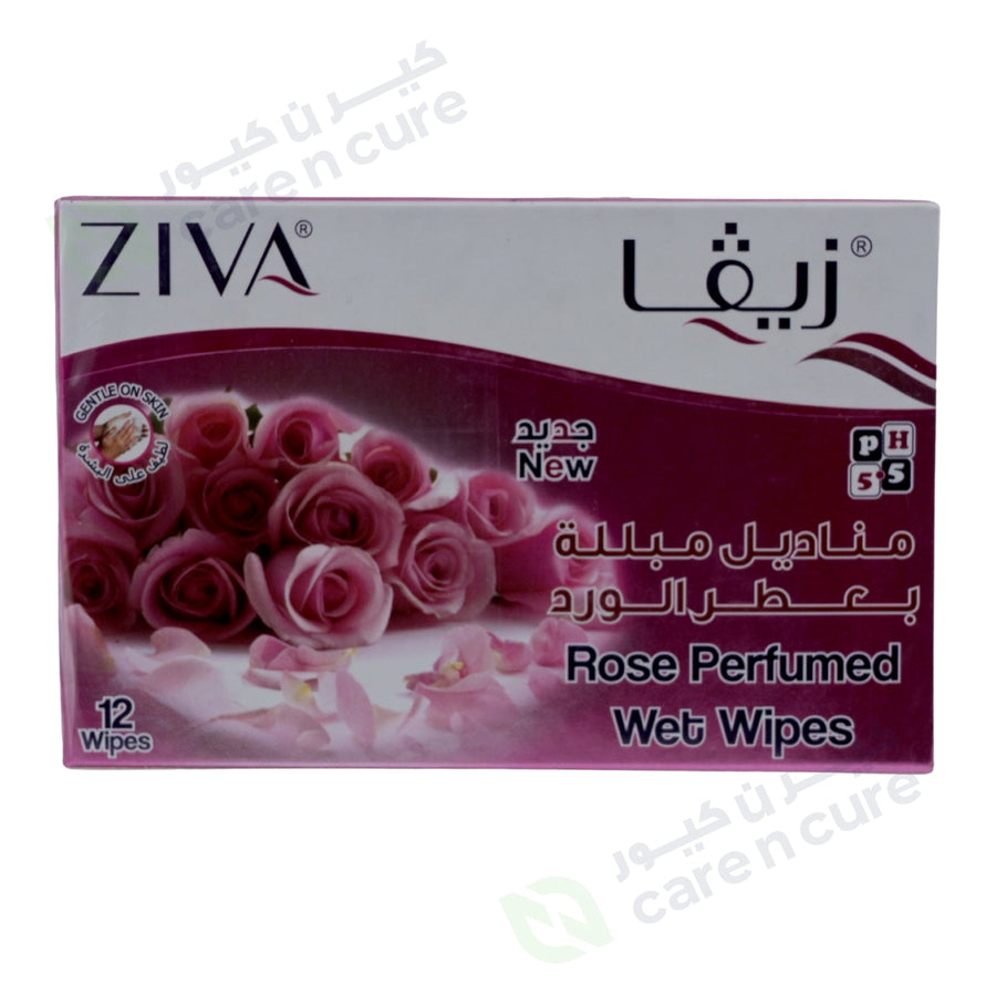 Ziva Rose Perfumed Wipes 12 Pieces