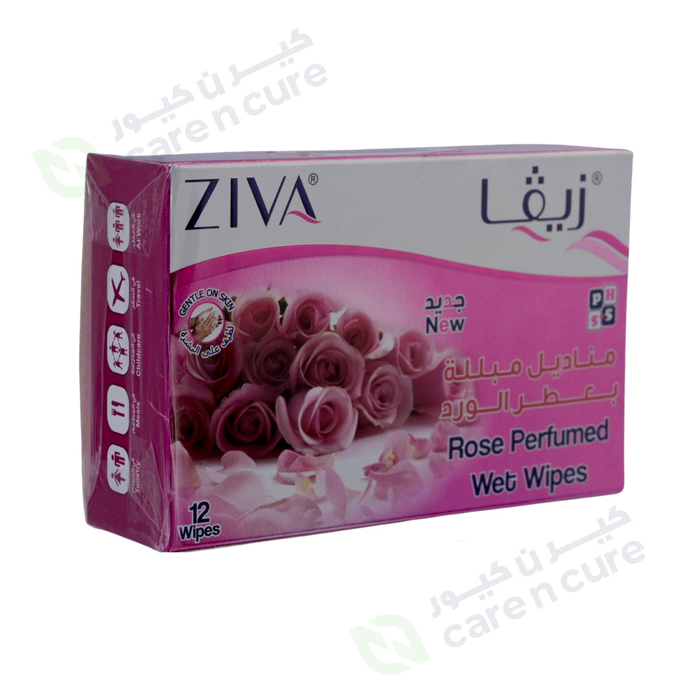 Ziva Rose Perfumed Wipes 12 Pieces