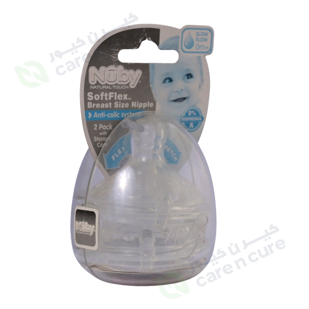 Nuby Natural Breast Size Nipple Slow Flow 2 Pieces