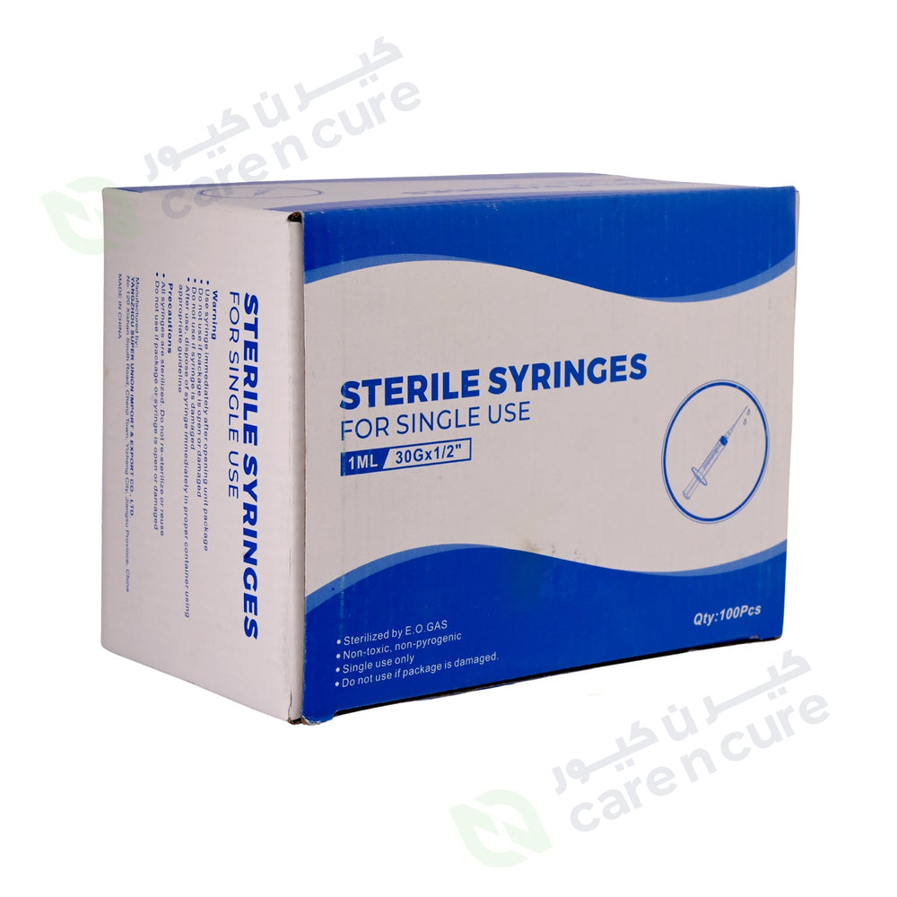 Sterile Syringe Dispossable 1 ml 100 Pieces