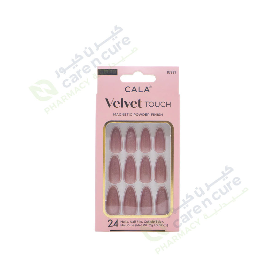 Cala Velvet Med Almond Nail Kit Mauve Cateye 24 Pieces 
