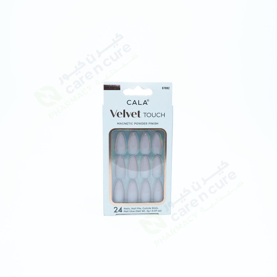 Cala Velvet Med Almond Nail Kit Pink Cateye 24 Pieces 