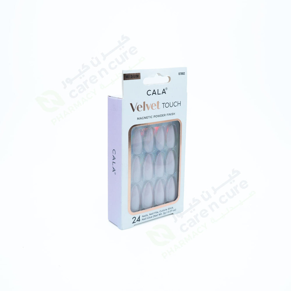 Cala Velvet Med Almond Nail Kit Pink Cateye 24 Pieces 