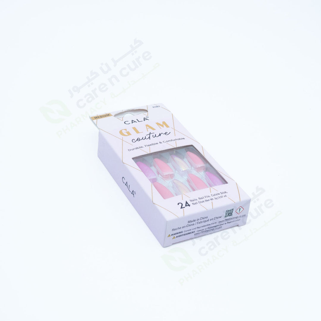 Cala Glam Med Coffin (Pink/Glitter) Nail Kit 24 Pieces 