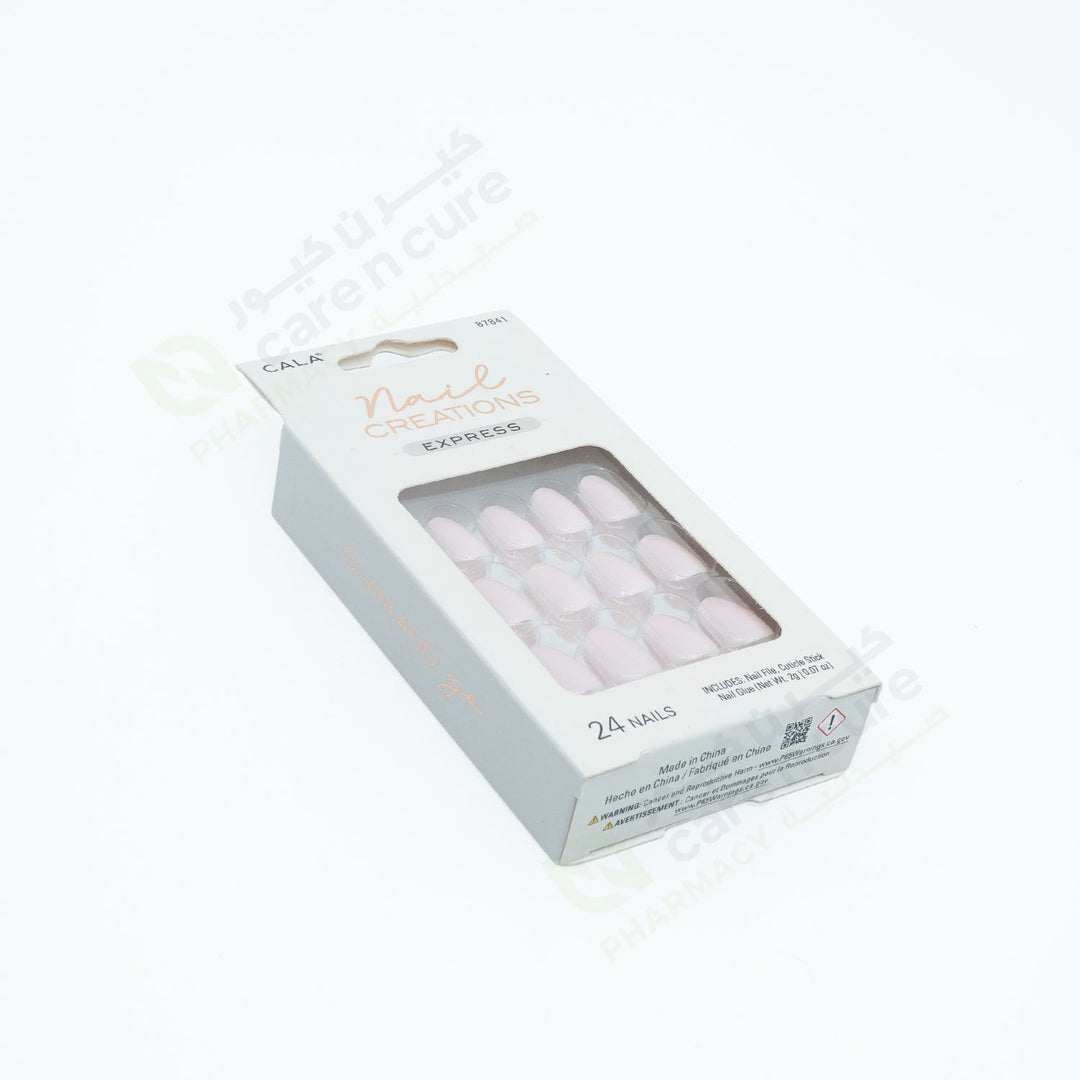 Cala Nail Crtns Exprs Oval Baby Pink Nail Kit 24 Pieces 
