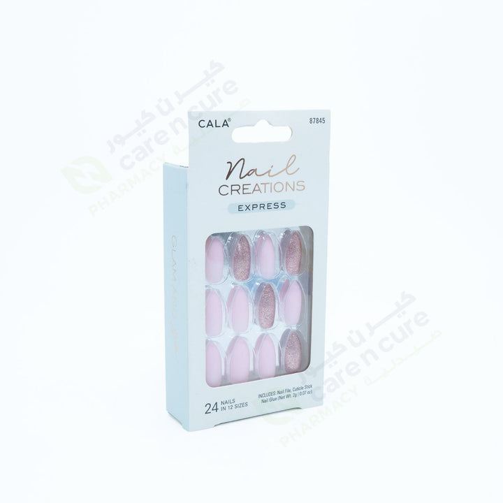 Cala Nail Crtns Exprs Stiletto  Matte Pink Nail Kit 24 Pieces 
