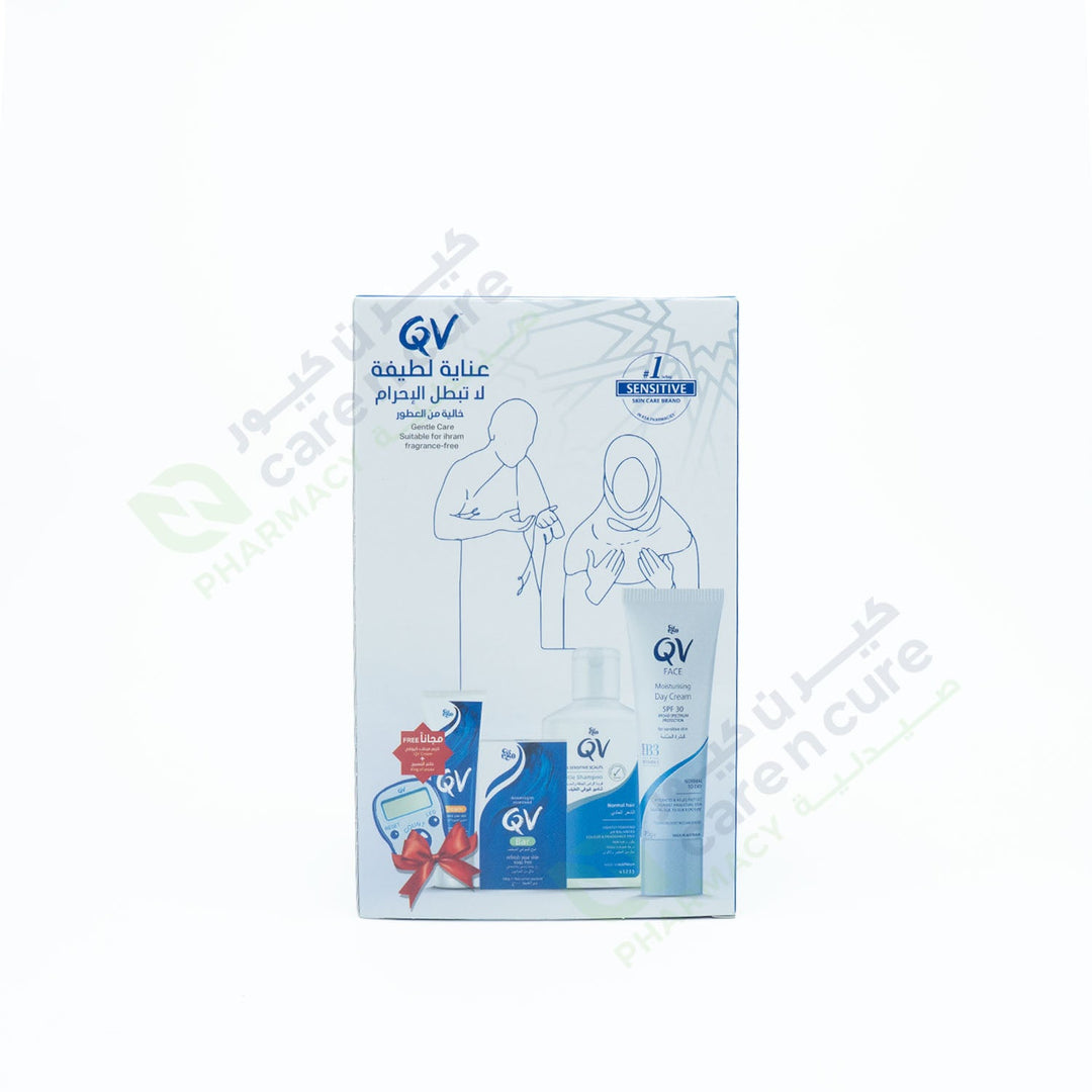 Qv Hajj Kit (Bar + Shampoo 75G + Face Day Cream 75G + Cream 75G + Tasbeeh Counter) Qv Hajj Kit (Bar + Shampoo 75G + Face Day Cream 75G + Cream 75G + Tasbeeh Counter)