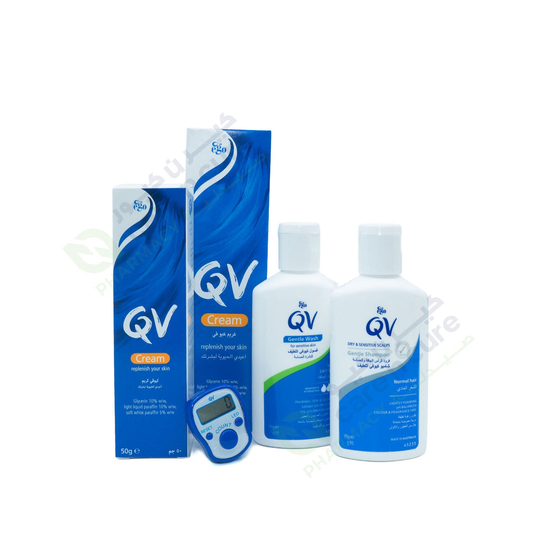 Qv Hajj Kit (Gentle Wash 90G + Shampoo 95G + Cream 100G + Cream 50G + Tasbeeh Counter) Qv Hajj Kit (Gentle Wash 90G + Shampoo 95G + Cream 100G + Cream 50G + Tasbeeh Counter)
