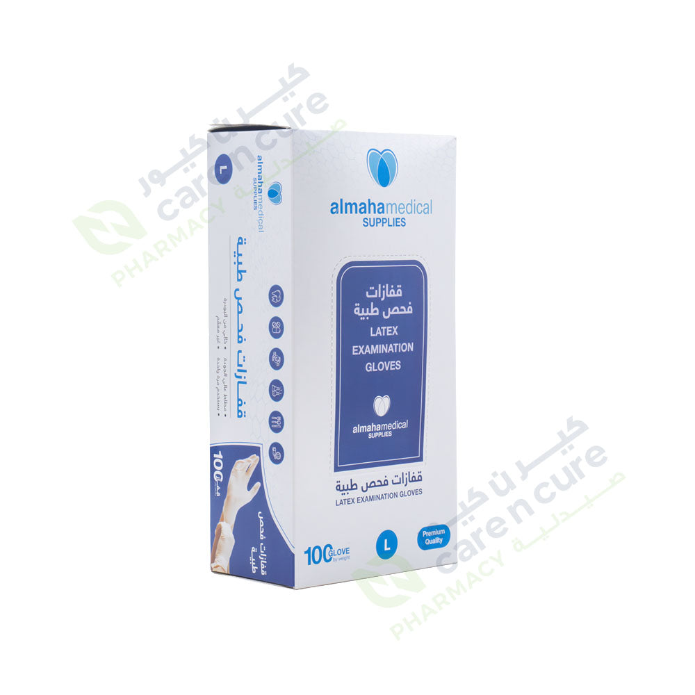 Almaha Latex Examination P/F Gloves Large 100'S
