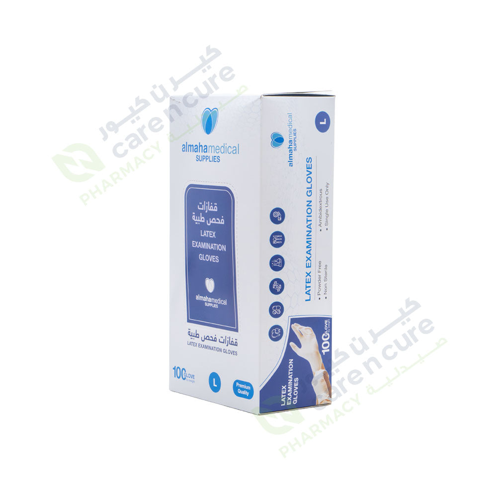 Almaha Latex Examination P/F Gloves Large 100'S